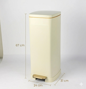 Trash bin 30 liters - beige - hydraulic open
