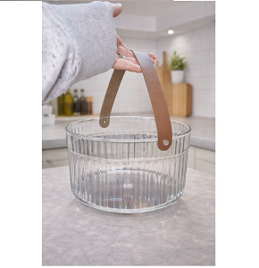 Acrylic Basket with Leather Handle - ch -a1-767