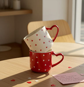 Magnesium Mug with Heart-Shaped Handle, Multi-Color - abdo-33-168D\5F