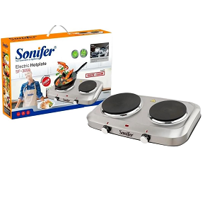 Sonifer Electric Burner 2 Hob, 1500W+1000W, Stainless Steel SF-3059