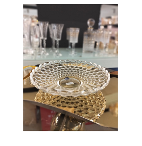 Living Home Glass Fruit Plate – Luxurious embossed design crafted from high-quality transparent glass. Ideal for serving desserts or fruits, adding a touch of elegance. LXGP001
