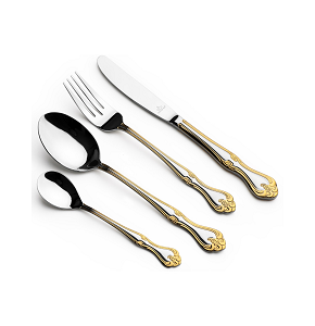 ARSHIA Stainless Steel Cutlery Set – German Made – 86 Pieces – Silver Gold
