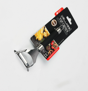 Vegetable and fruit peeler with silicone-coated handle and hook Wellmes