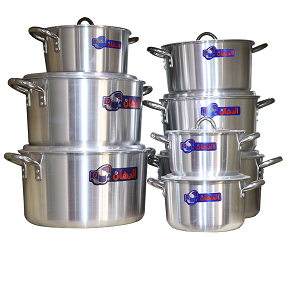 Al Dahan  Pot Set Aluminum Mega Four Stainless Steel Handle 8 pcs 4 sizes
