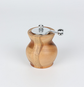 Hand-cranked pepper mill in cylindrical acacia wood shape, Model 24.11
