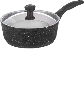 Sauté Pan  - Size 30 - Round Black with Pyrex Frame Lid
