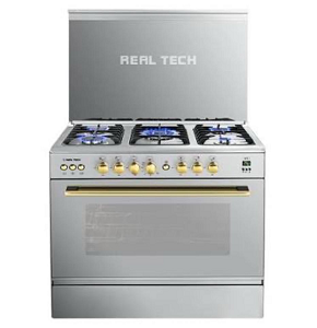 Real Tech Cooker, Art Gold Model – 90×60 | Italian Oven Chambers | Fan | Wide Stand | Digital | Easy-Clean Door | Oven Side Grids | Full Safety
