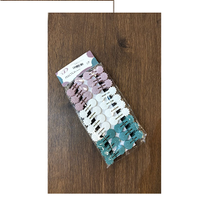 Set of 12 pink plastic laundry clips with floral design 
