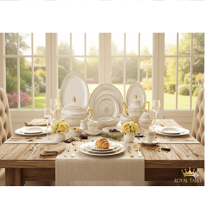 Oxford dining set 60 pcs round features elegant patterns and luxurious design
