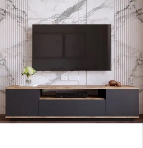 TV Table RETRO AGENCY 180 cm dark gray×beige RA-U12
