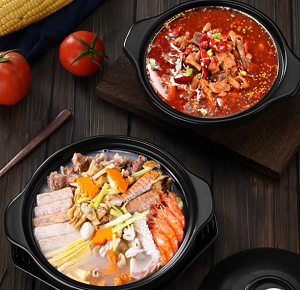 Melamine deep casserole, black, round/710659