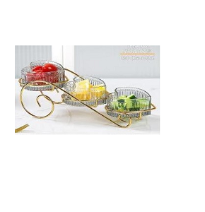Divided Tiger Fruit Tray 3 Glass with Holder Famia Code / ST-6017-H

