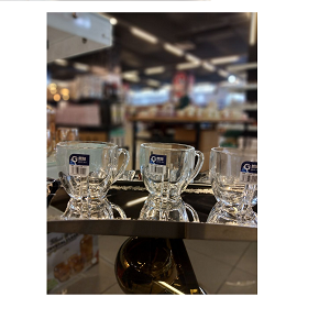 Living Home 6-piece transparent glass mug set with circular design, medium thickness and comfortable handle 

