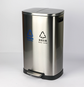 Double trash bin 36 liters (18+18) - stainless steel - foot pedal open - waste separation

