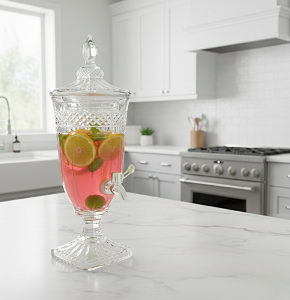 Juice Dispenser Glass 2Liters,White - Abdo-201-163-201-164