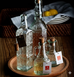 Glass Oil Dispenser Set, 4 Pieces - ch -a1-579