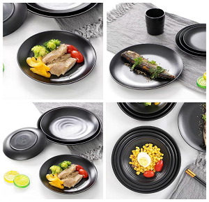 Melamine plate, black, round
710647
