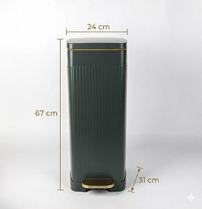 Trash bin 30 liters - dark lead gray with gold - hydraulic open
