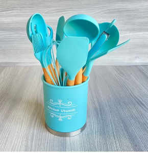 Silicone Serving Set with Wooden Handle 12pcs --P8001-12SCA
