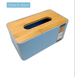 Tessie & Jessie Light Blue Tissue Box with Wooden Lid Code SK-4003BLUE

