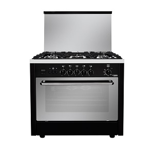 Fresh Professional Gas Cooker, 5 Burners, Black, 90 cm Full Safety Digital, Fan - 087 - PROFESSIONAL90-CS-
