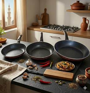 Trueval Gold Frying Pan Set (20-24-28) 3 Pieces Red 6222013234621