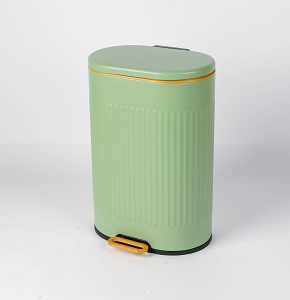 Trash bin 12 liters - rectangular light green with striped design - hydraulic open
