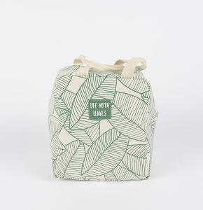 Storage Bag with Leaf Design Green and White D4202-1