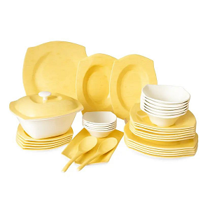 Melamine set 38 pcs square yellow color

