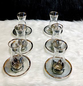 2M Teacup Set 12 pcs - Alya with Plate Platinum
