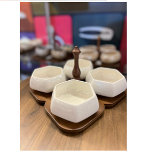 Snack Bowl Set, 4 Pieces, 14 oz Capacity, Embossed Design
