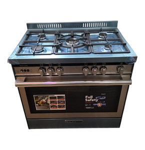 GLEM GAS Cooker 5 Burners 90×60 cm Full Safety Cast Iron Holders Stainless Steel - ST9612RIFS

