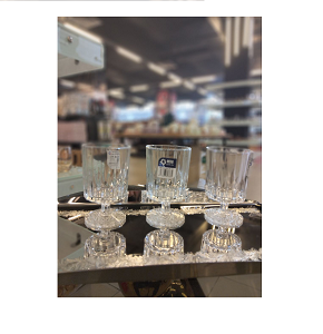 Living Home glass goblet, set of 6 pieces, transparent with a luxurious design and distinctive base

