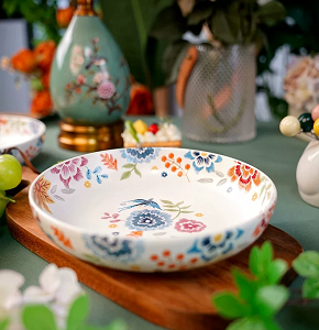 Porcelain Deep Plate, Floral Design 18 cm - abdo-201-469 M
