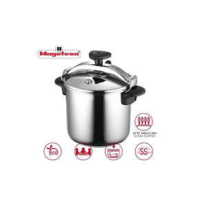 Pressure cooker 14 liters, stainless steel, with a gift (pot cover gasket + steam basket + 2 pot handles)
