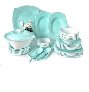 Melamine set 38 pcs square light blue
