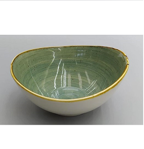 Single porcelain bowl Danny Home irregular oval shape with artistic intertwined olive colors CZT04-20
