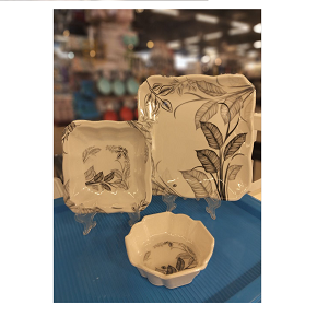 38-Piece Melamine Dinner Set – “Classics of the Past” Design – Elegant Natural Patterns with a Refined Artistic Touch
