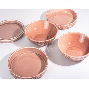 Dinnerware Set, 5 Pieces – Space Planets Designs, Brown Color, Model WR-4
