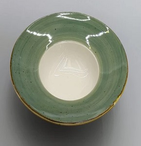 Individual Moonlight porcelain plate Danny Home with artistic olive colors and gilded frame Dimensions 24 × 6 cm CZT04-17

