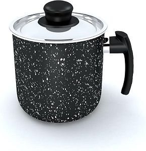 top chef granite round saucepan size 16 black

