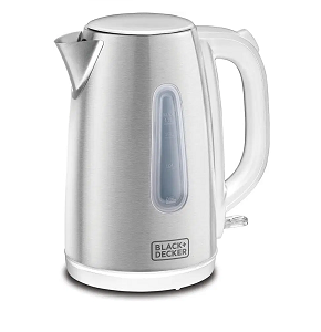 Black & Decker Electric Kettle Cordless 2200W 1.7L Silver, International Warranty JC454-B5-IG
