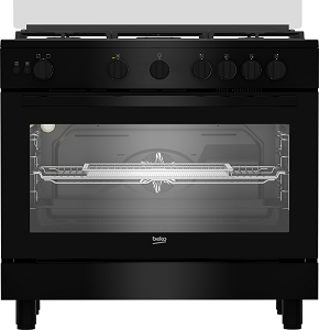 Beko Gas Cooker 5Burners 90cm Cast Iron Holders Auto Ignition Black BGGR 11125 GB
