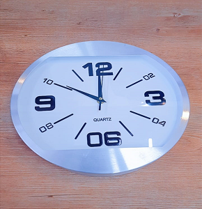 Wall Clock 30CM Round Modern, Black With Silver Frame - CK10