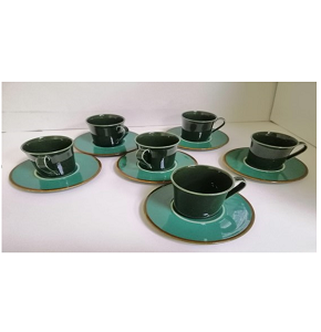 Royal Alfredo Coffee Set, 12 pcs, Porcelain (6 Coffee Cups + 6 Saucers), Galaxy – Jada, Dark Olive Green
