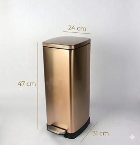 Trash bin 20 liters - rose gold on black - hydraulic open
