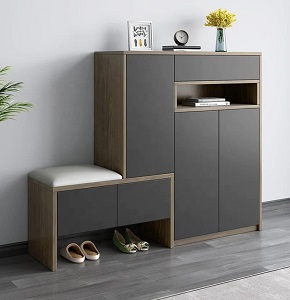 Modern Shoe Rack RETRO AGENCY 150 cm gray×wooden RA-S26
