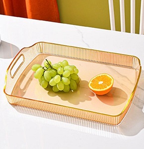 Rectangular acrylic tray with gold hands-710900036