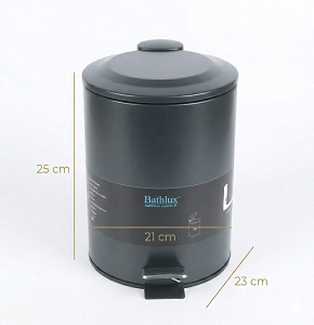 Slim round metal trash can, 5L, black
