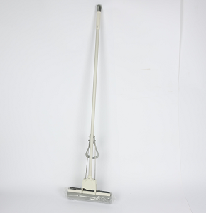 MOP with a manual handle for water suction and pressure, and a durable construction in white and gray.